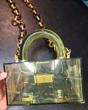 Zara Bag Green Box With Chain Magnet Closure Square Plastic FLAWED