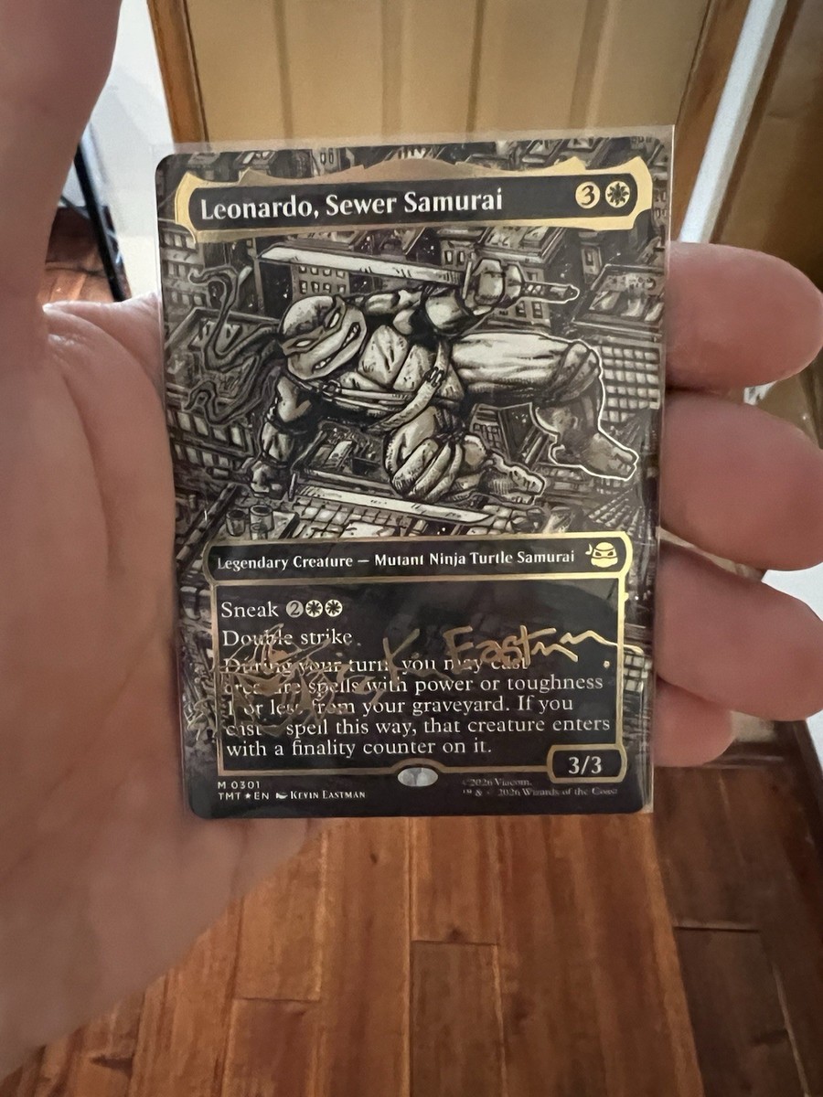 MTG TMNT Leonardo, Sewer Samurai #301 — Borderless Gold-Stamped