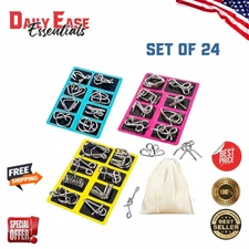 Set of 24 Wire Brain Teasers with Bag – Fun for All Ages