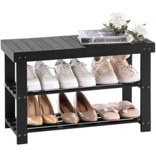 Schuhbank Schuhregal Bambus Sitzbank Flur Wohnzimmer 70x28x45 cm