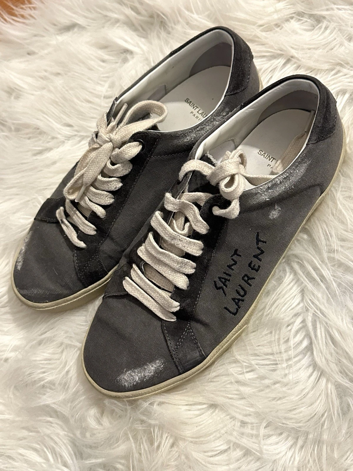 Saint Laurent Distressed Leather Sneakers/ Size 39