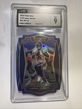 2020 Panini Select - Premier Level Lamar Jackson #102 Blue Prizm Die-Cut