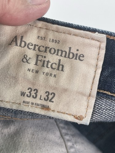 Abercrombie & Fitch Classic Straight Jeans Mens 33X32 Button Fly Blue Distress - Picture 7 of 13