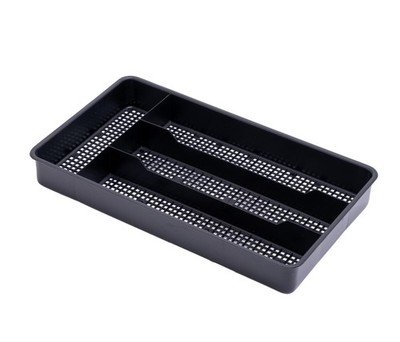 Small Silverware Utensil Cutlery Organizer Holder Tray for Narrow Drawers Black