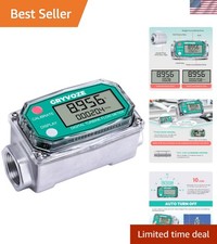 3/4 Inch Digital Turbine Fuel Flow Meter, 0.8-13.2 GPM Inline NPT Thread Flow...