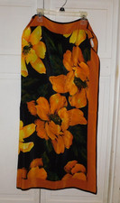NEAT POLISIL CREPE POLYESTER SCARF 35" X 35" GREAT FALL COLOR FLORAL PRINT