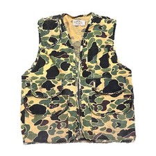 Vintage SAFTBAK Men's Duck Camo Hunting Vest Large Full Zip Canvas Shell Holders