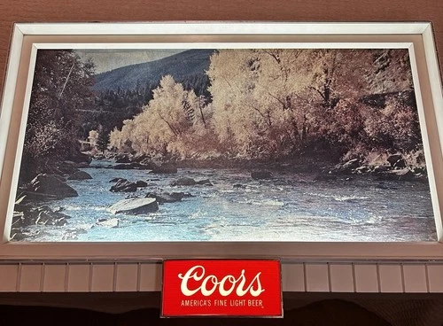 Vintage 1968 RARE Coors Beer Lighted Shadow Box Beer Sign METAL Made USA LARGE