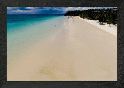Breiter weißer Strand gerahmtes Wandbild Poster Leinwanddruck Bild