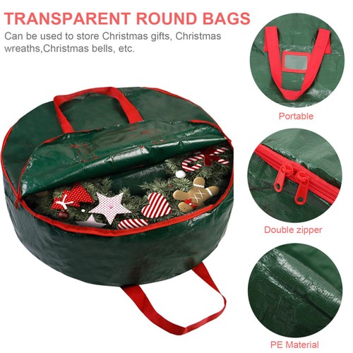 1pc Christmas Wreath Storage Bag Premium Plastic Round Storage Bag Xmas Gift - Bild 9 von 12