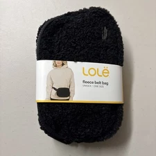 Lole Fleece Belt Bag, Unisex One Size Fits Most, Two-Way Zipper Black