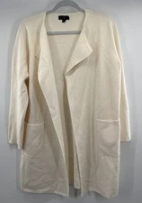 J.Crew 365 Cardigan Blazer Open Long Women's Size M Ivory Merino Wool Blend