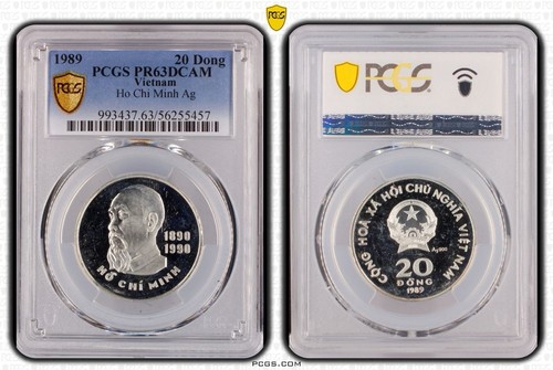Viet Nam 20 Dong 1989 PCGS PR63DCAM 100th Anniv Birth of Ho Chi Minh_LDP.