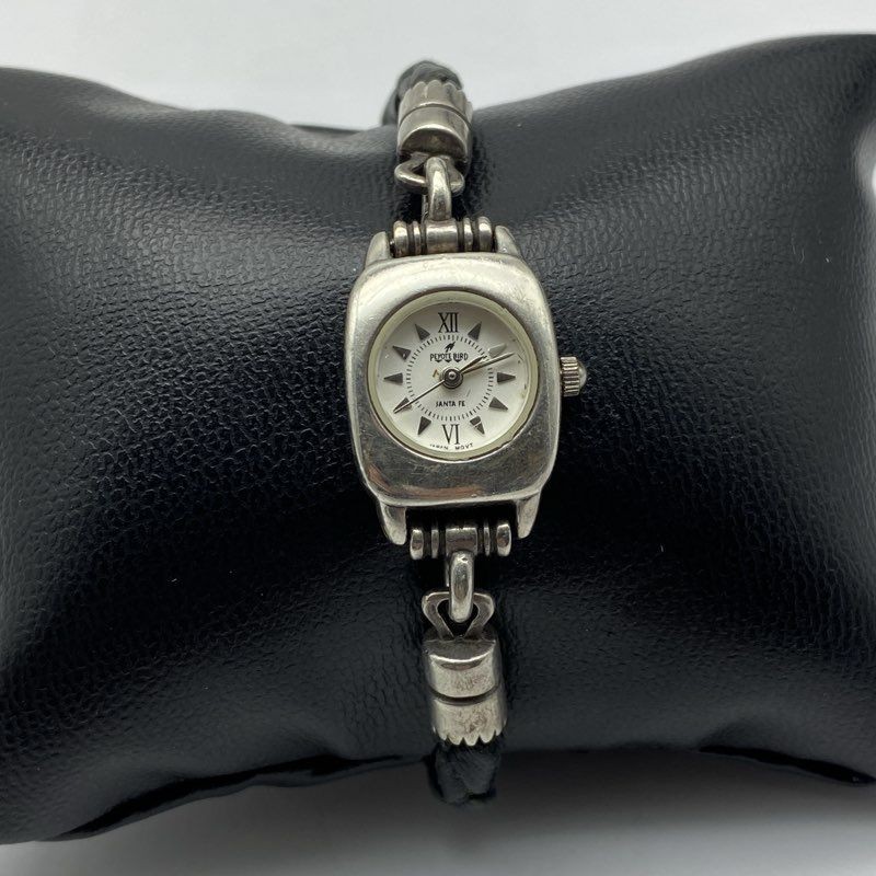 Vintage Peyote Bird Santa Fe Sterling Silver 925 Braided Leather Watch 6"