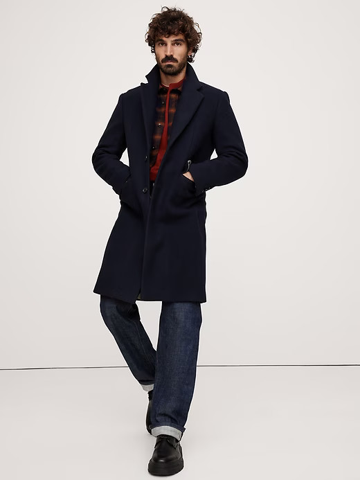 BANANA REPUBLIC Italian Melton Wool Topcoat S Small Navy 572205 NEW 41590₽