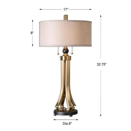 Uttermost Selvino Modern Iron and Linen Table Lamp in Brass/Bronze/Beige - Picture 4 of 4