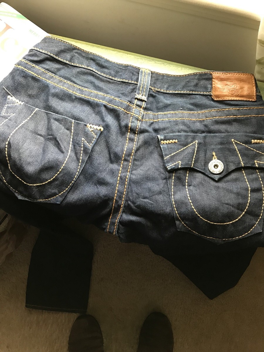 True Religion Jeans Slight Flare 30x33 Leather Patch | eBay
