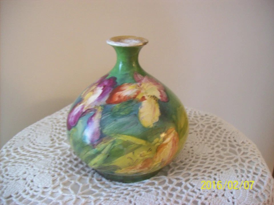 Jarrón antiguo Royal Bonn Franz Anton Mehlem barro iris fábrica 1888-1920 Foto 3 de 4