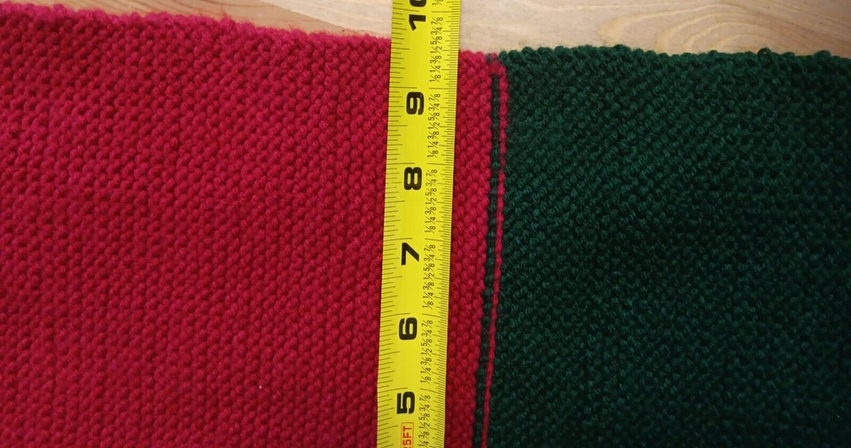 Bufanda tejida hecha a mano para hombre mujer calentador de cuello largo 60x9,5 pulgadas verde rojo invierno Foto 4 de 4