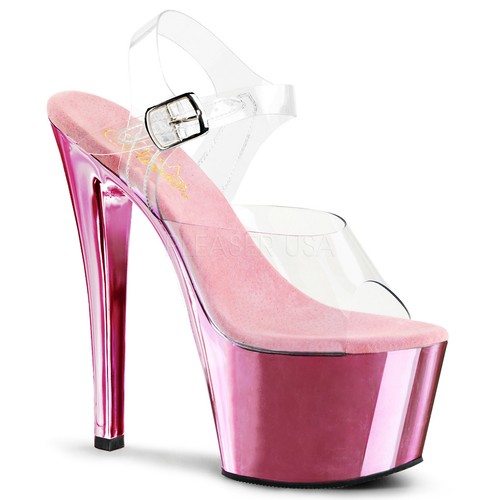 Pleaser Shoes bailarina exótica Bebé Rosa Cromo Stripper Tacones Altos  Plataforma 7\