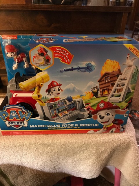 Paw Patrol Marshall's Ride N Rescue Transforming Fire Truck Vehicle Playset NEW | eBay