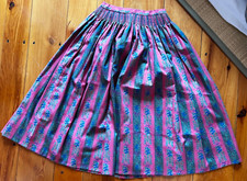 Vintage German Alpen Trachten Skirt Size 36 Cotton Pink Smocked Tyrol 24 waist