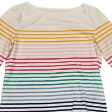 Talbots Petites Women's 3/4 Sleeve Rainbow Striped Casual Shirt Size Petite