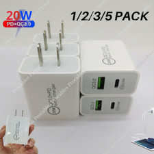 20W Dual Port Fast Wall Charger USB-C Adapter For iPhone 16 15 14 X iPad Android