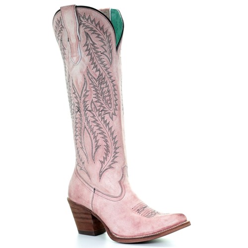 Corral Ladies Rose Pink Embroidery Tall Knee-High Boots E1447