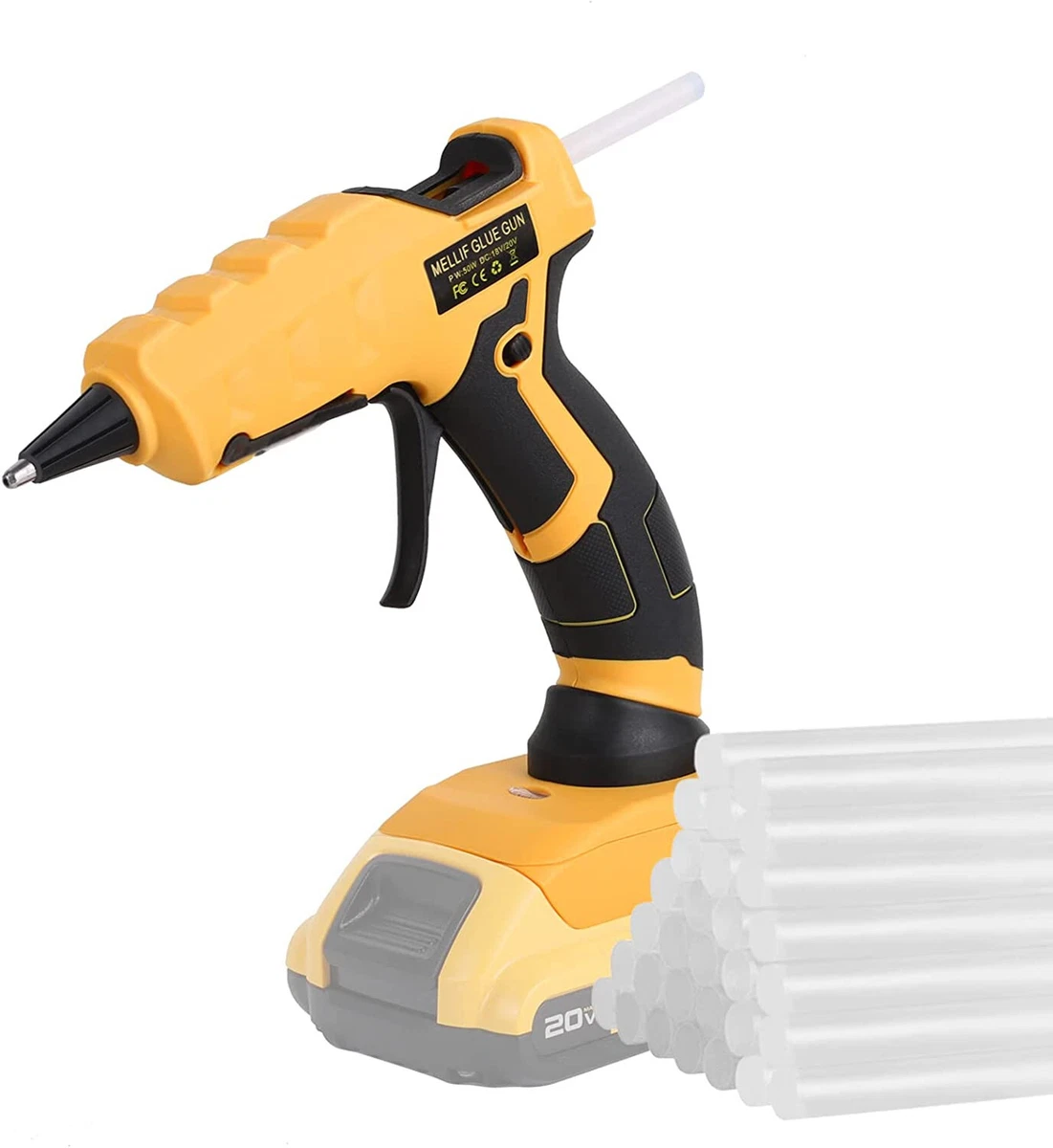 Mellif Cordless Hot Glue Gun for Dewalt 20V Max Battery, Handheld Electric  Power Glue Gun Full Size for Arts & Crafts & DIY with 20 Glue Sticks