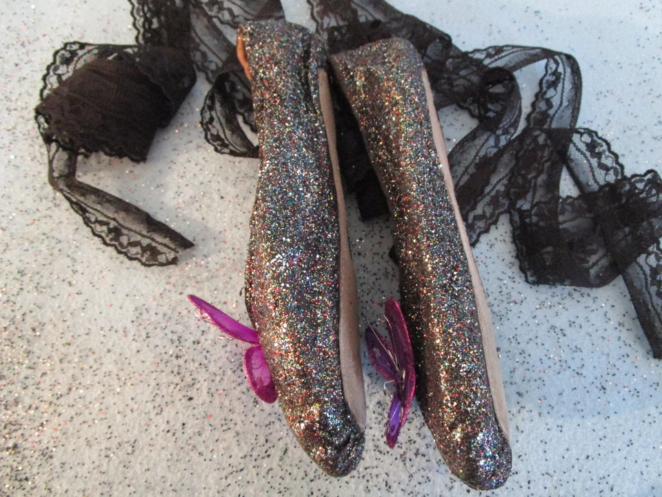 Chinelos femininos DARK FAIRY TAMANHO 6.5 sapatos de balé glitter fantasia de Halloween #B2 evil - Imagem 4 de 4