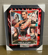 Rhea Ripley Signed & Inscribed Framed WWE WrestleMania 18x24 Poster JSA COA