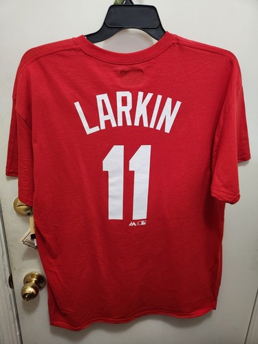 Barry Larkin #11 Majestic Coopertown Coll. Cincinnati Reds Men's T-Shirt XL! New - Picture 5 of 6