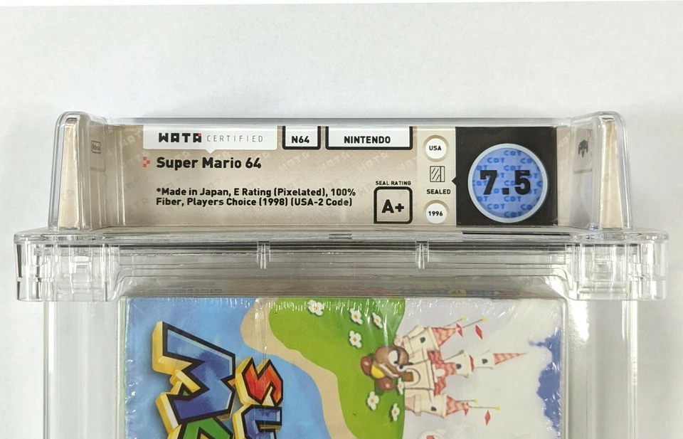 1996 SUPER MARIO 64 NINTENDO N64 NEW FACTORY SEALED WATA 7.5 A+ SEAL - Image 3 of 4