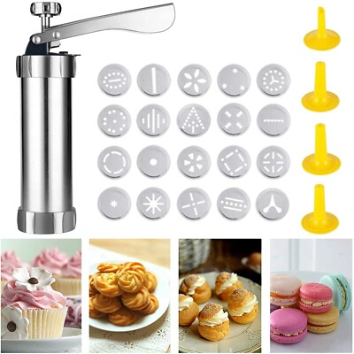 Plätzchen Presse Pistole Keksmaschine mit 20 Form Scheiben & 4 Glasur Tipps, Backset UK