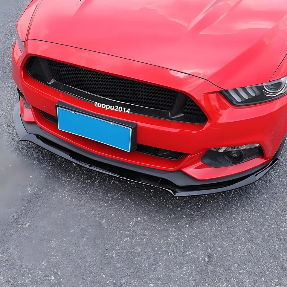 For Ford Mustang Front Bumper Splitter Lip 3 Segment Style Gloss Black 2015-2017 - Image 4 of 4