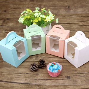 Mixed Colored Clear Window Cupcake Box Gift Party Cake Pudding