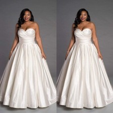 Plus Size Wedding Dresses Off Shoulder V Neck A Line Elegant Bridal Gowns