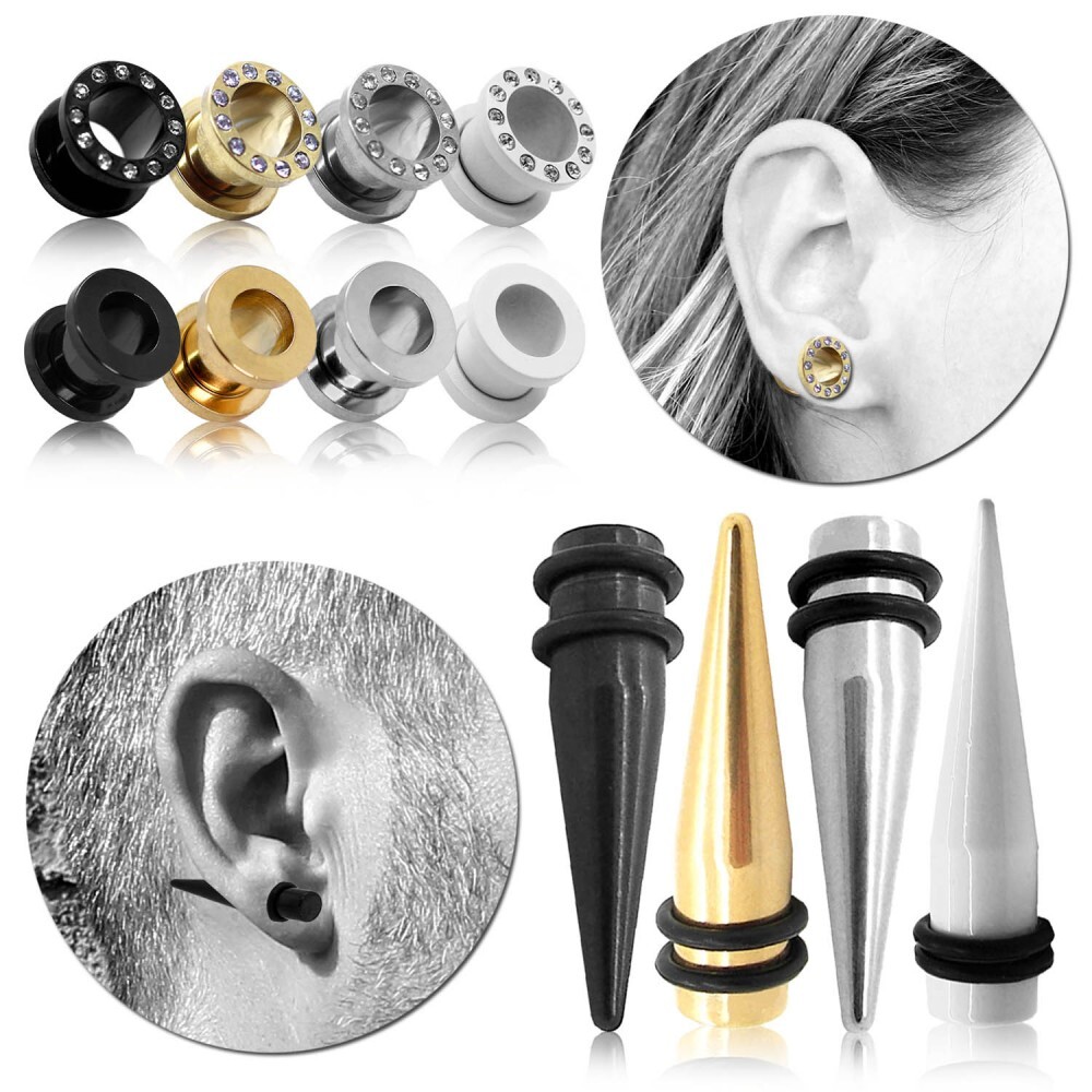 Kit Stretching DOEARKO Ecarteur Oreilles Tunnels D'oreille En Acier Inoxydable Tunnels Plugs U00e9tirement Extenseur Piercing Bijoux Pour Femmes Hommes 8-16MM Faux Ecarteur Oreille Homme