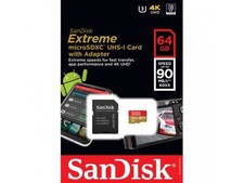 SanDisk 64GB Extreme microSDXC UHS-3 SDXC Card 90MB/s Class 10 UHS-1 U3 4K