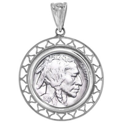 925 Sterling Silber 5 Cent Nickel Münzeinfassung filigraner Rand 21 mm Krappenboden