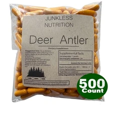 100% PURE Deer Antler Velvet Extract 20:1 Powder Capsules 500mg (Cervi Cornu)
