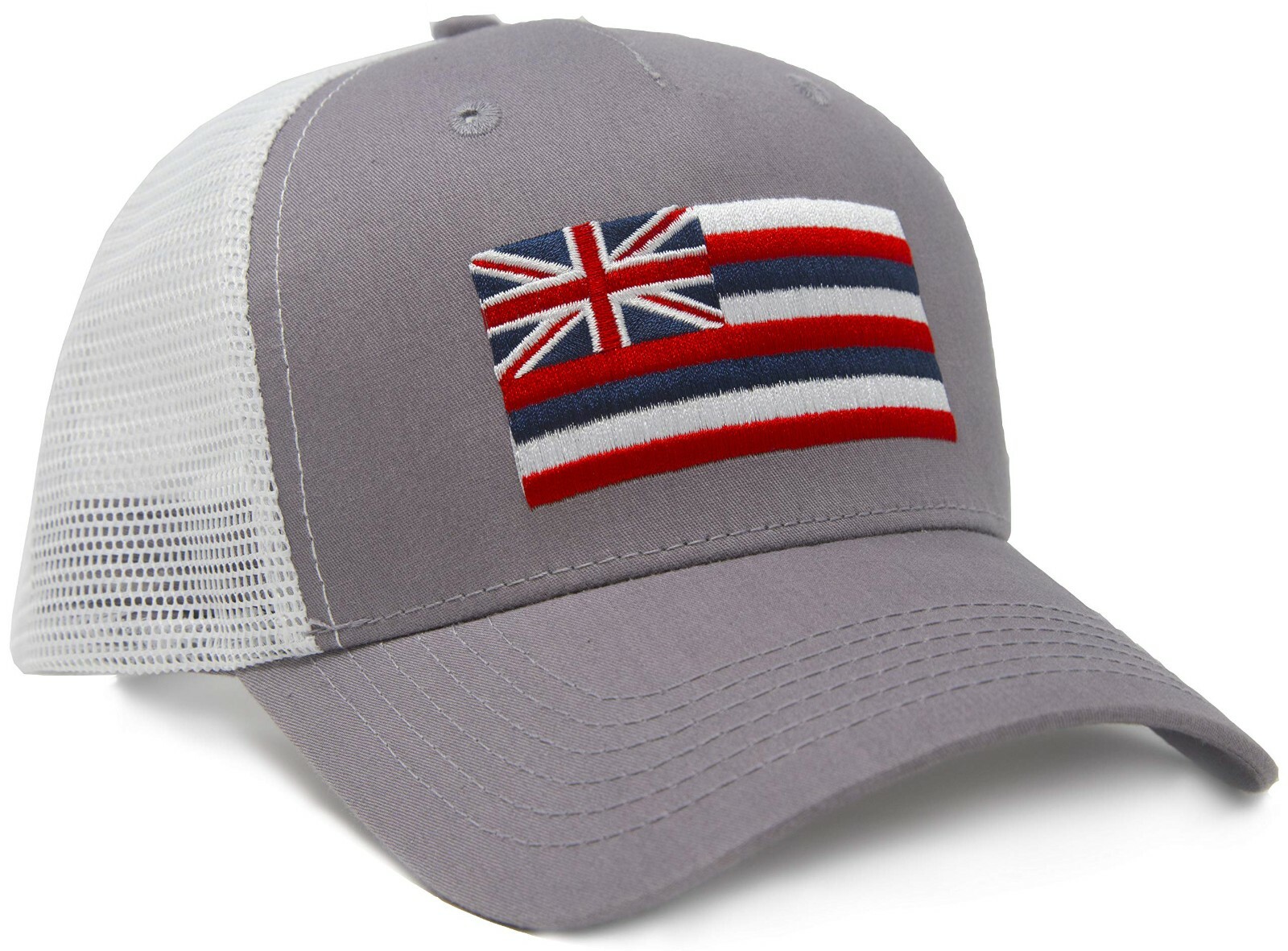 Hawaii State Flag Mesh Snapback Baseball Trucker Cap with Ventilated Back-image
