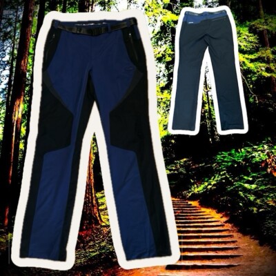 Eider Women s Climbing Span Pants Size 30 - 32 Belted Blue Black Hiking Bottoms