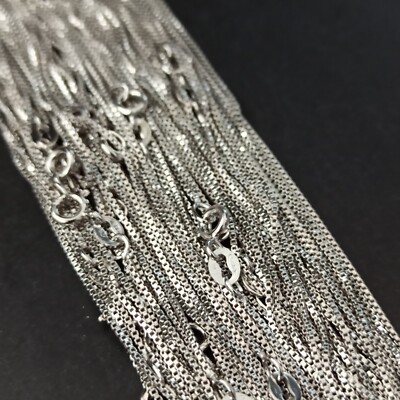 Silver 925 Chain Necklace Box Luxurious Rhodium Plated Men's Women