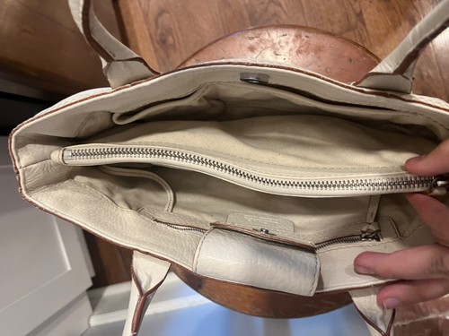 Vintage Michael Kors White Leather Purse Bag Tote - Picture 12 of 16