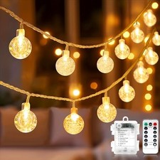 Globe Fairy Lights Battery Operated 33ft 80LED String 33 Feet Warm White