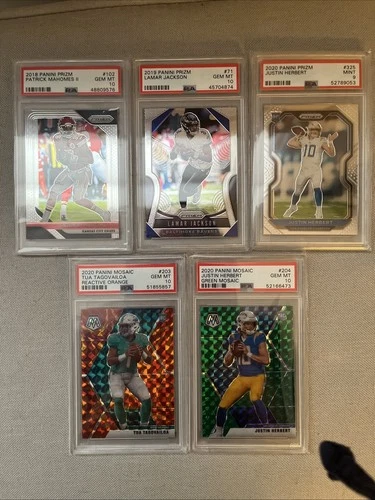 2018 Panini prizm Patrick Mahomes PSA 10, 2019 Panini Prizm  Lamar Jackson PSA10