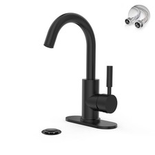 Single Hole Matte Black Single-Handle High-Arc Stainless Steel Faucet for Pre...