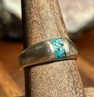 Sterling Silver Turquoise Chip Ring Band Vintage Retro Jewelry Mexico